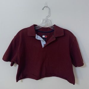 Tommy Hilfiger Cropped Maroon Polo